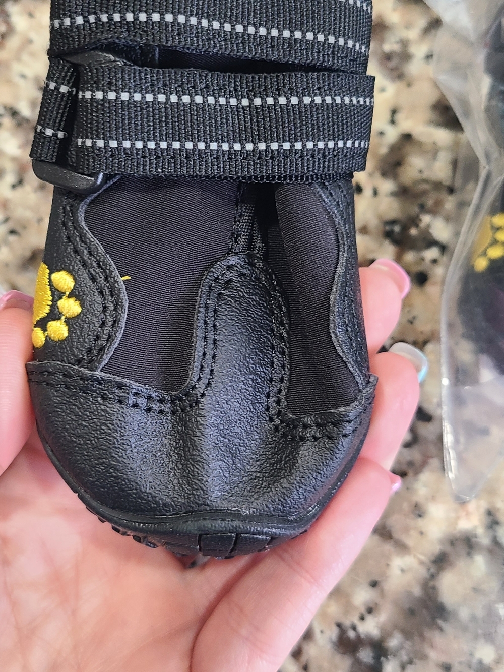 Size 3 Black Dog Boots with Paw Accent - Durable Waterproof Pet Shoe - Picture 5 of 8